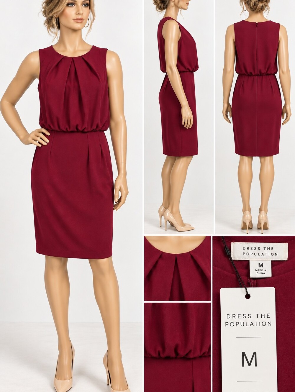 NWT Dress The Population Dress M Satin Classic Luxury Cocktail Wear
